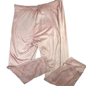 Juicy Couture Sleepwear Pants Womens Large Pink Velour Juicy Rhinestone Lounge